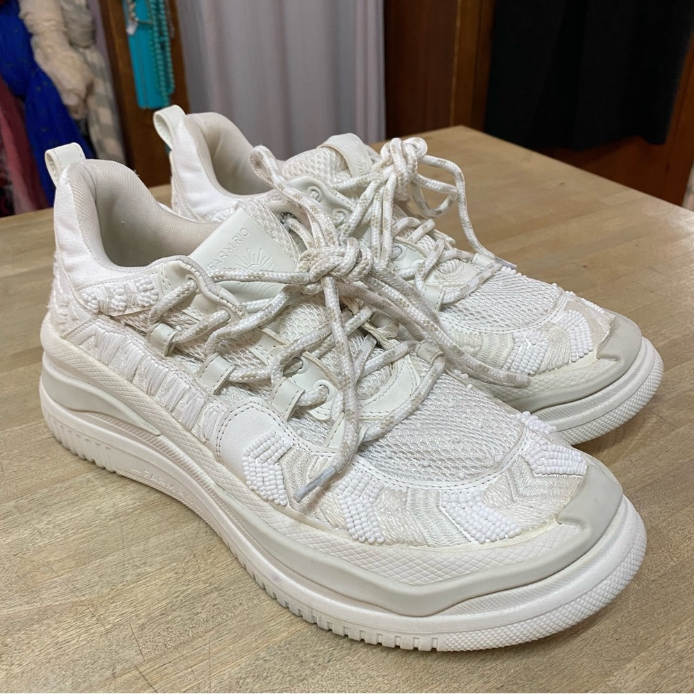 FARM RIO White Beaded and Embroidered Sneakers Sz 11